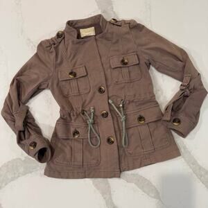 Sanctuary Street Smart Utility Jacket Brown Womens Size XS Drawstring Waist Soft